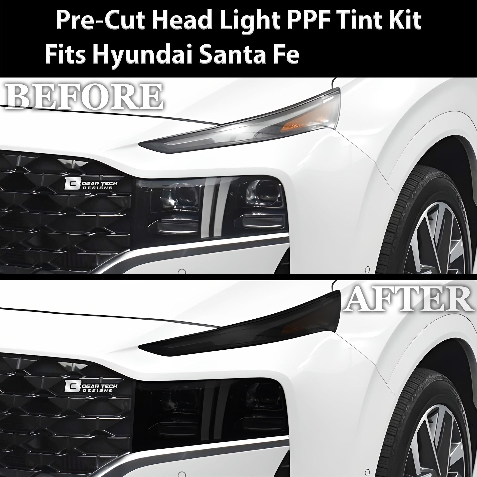 Full Headlight Taillight Precut Smoked PPF Tint Kit Film Overlay Fits Hyundai Santa Fe 2021-2023