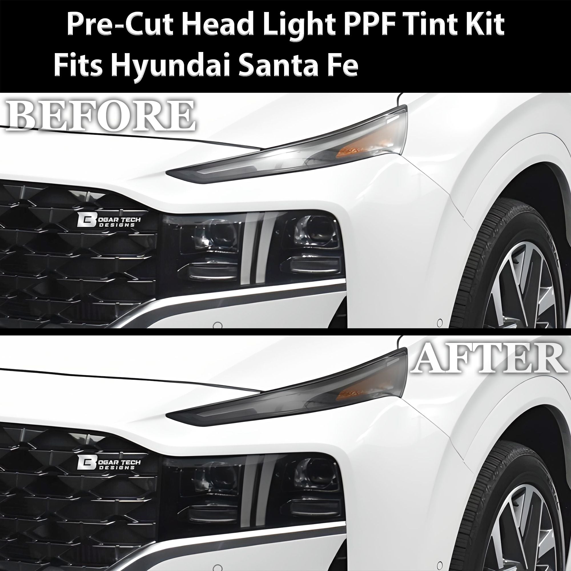 Full Headlight Taillight Precut Smoked PPF Tint Kit Film Overlay Fits Hyundai Santa Fe 2021-2023