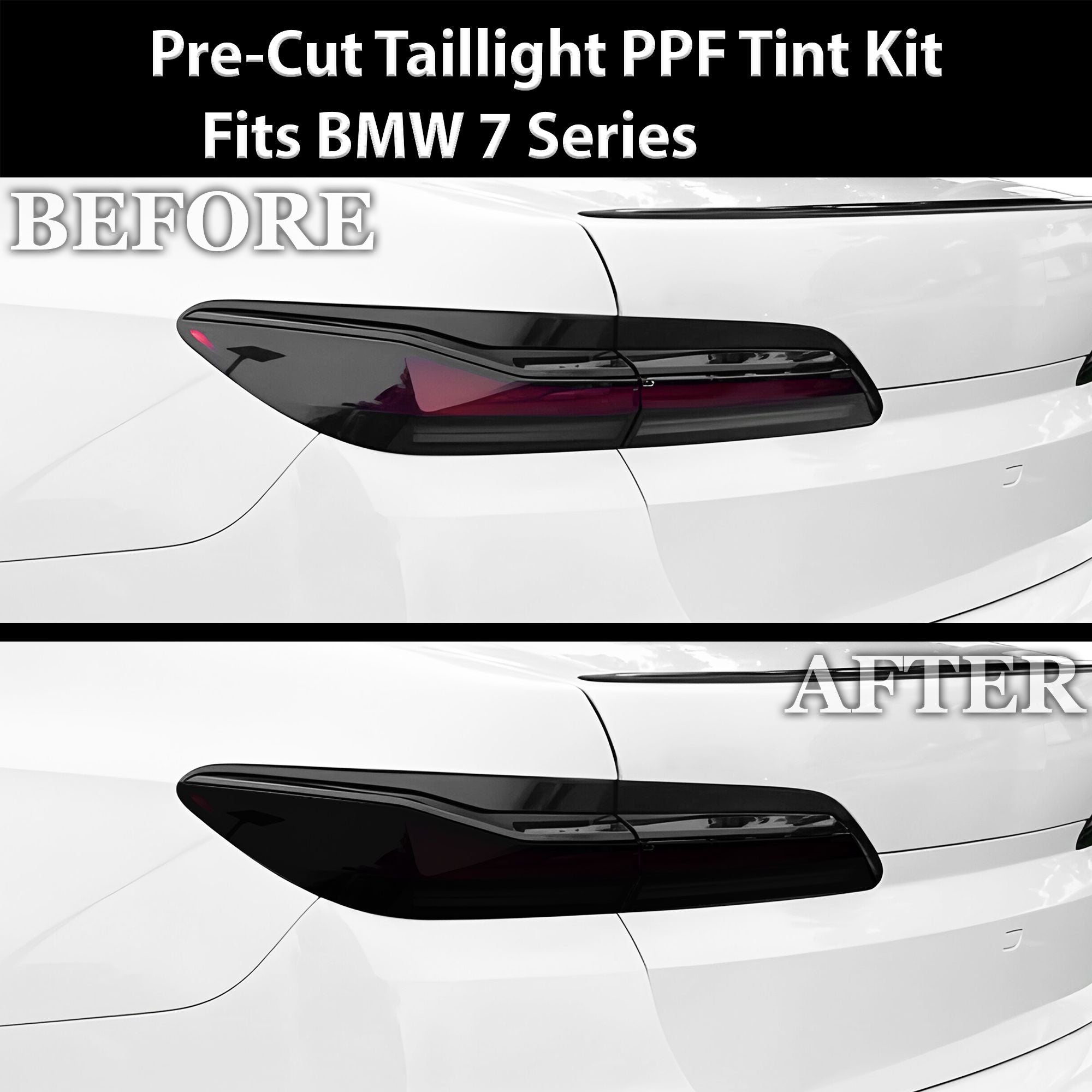 Fits BMW 7 Series 2023-2025 Full Headlight Taillight Precut Smoked PPF Tint Kit Film Overlay