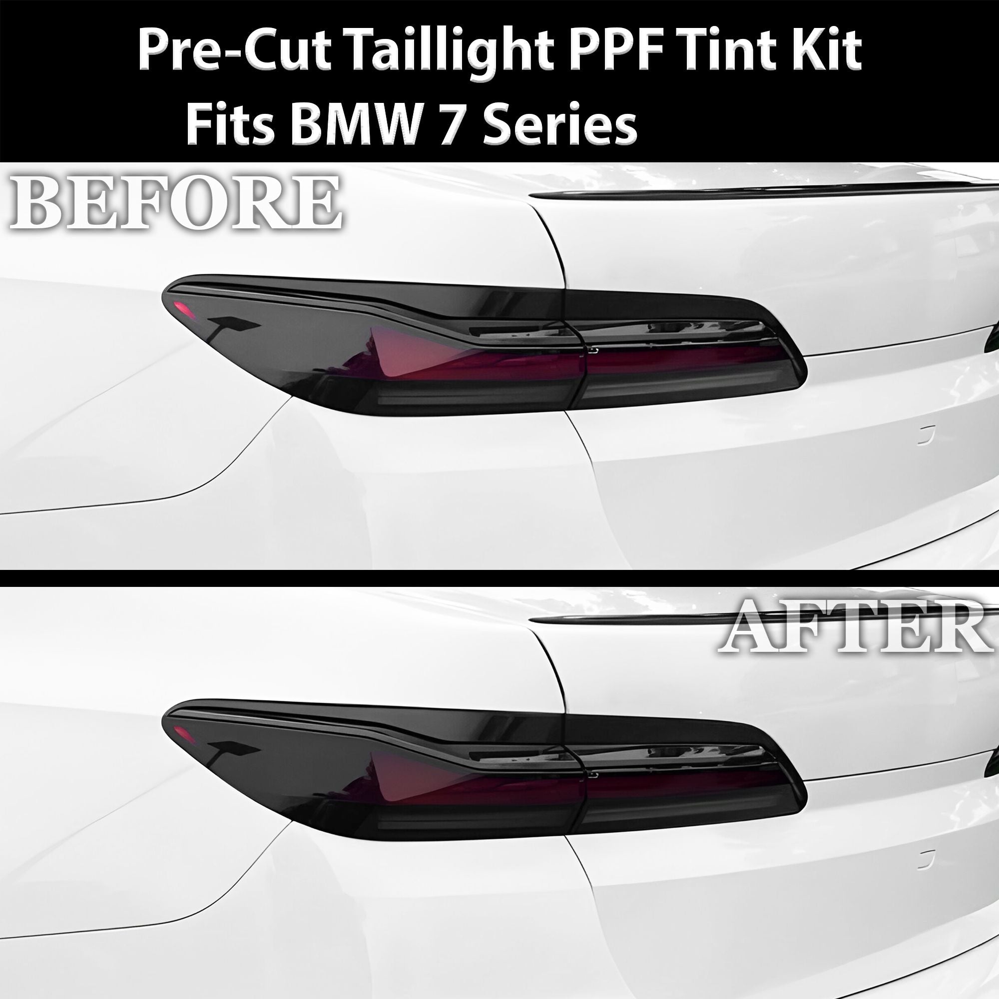 Fits BMW 7 Series 2023-2025 Full Headlight Taillight Precut Smoked PPF Tint Kit Film Overlay