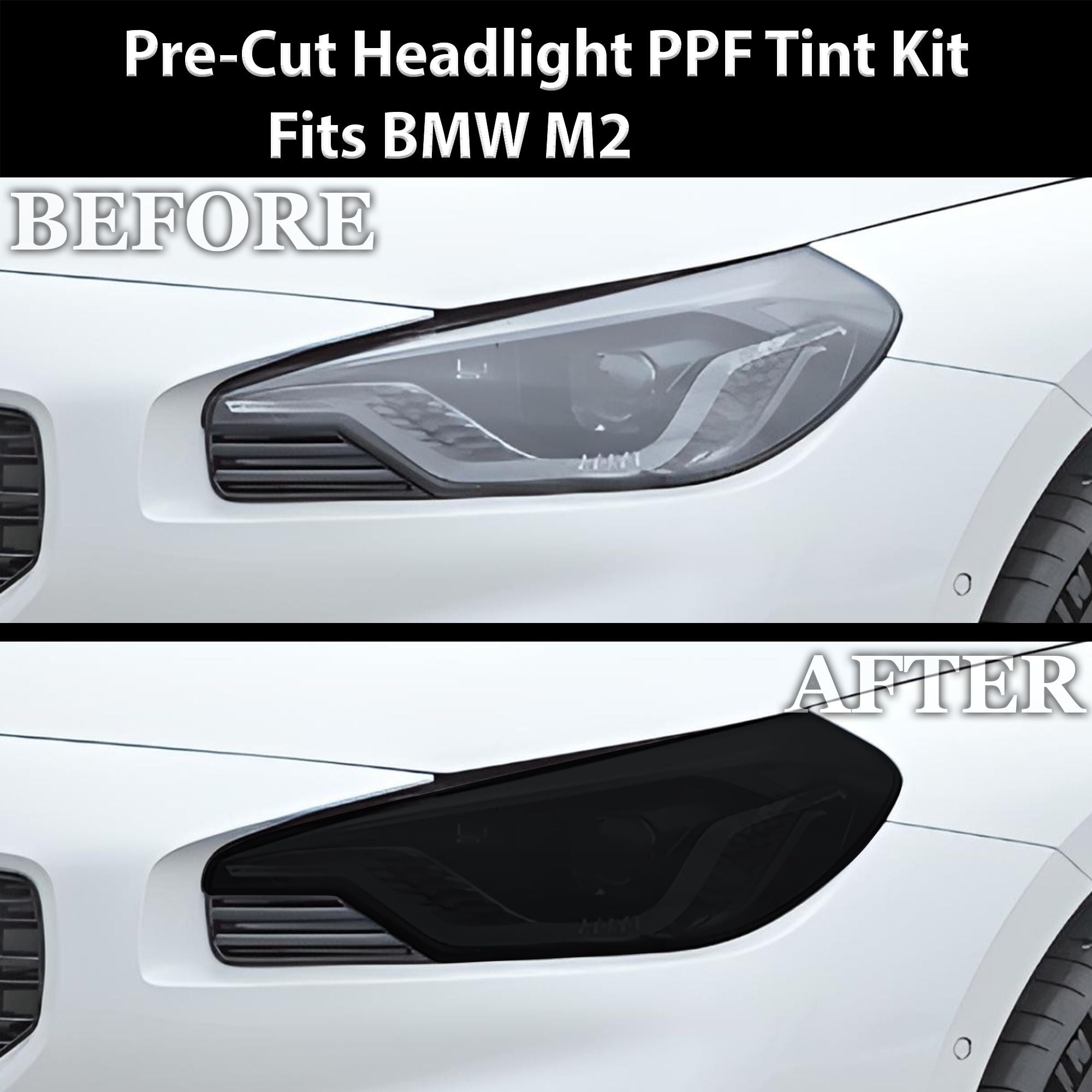 Fits BMW M2 2023-2025 Full Headlight Taillight Precut Smoked PPF Tint Kit Film Overlay