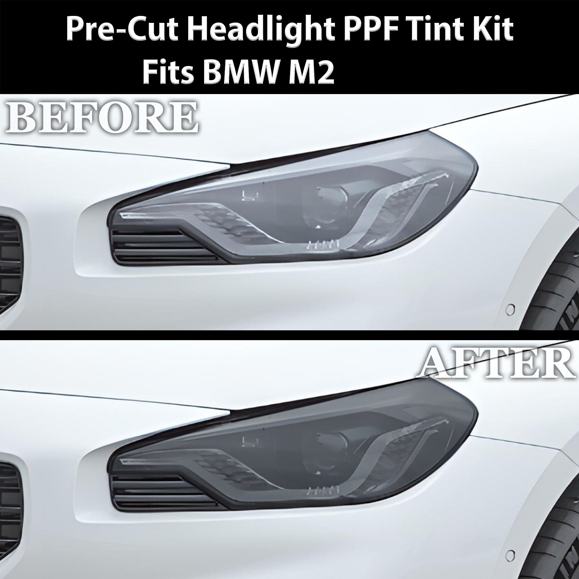Fits BMW M2 2023-2025 Full Headlight Taillight Precut Smoked PPF Tint Kit Film Overlay