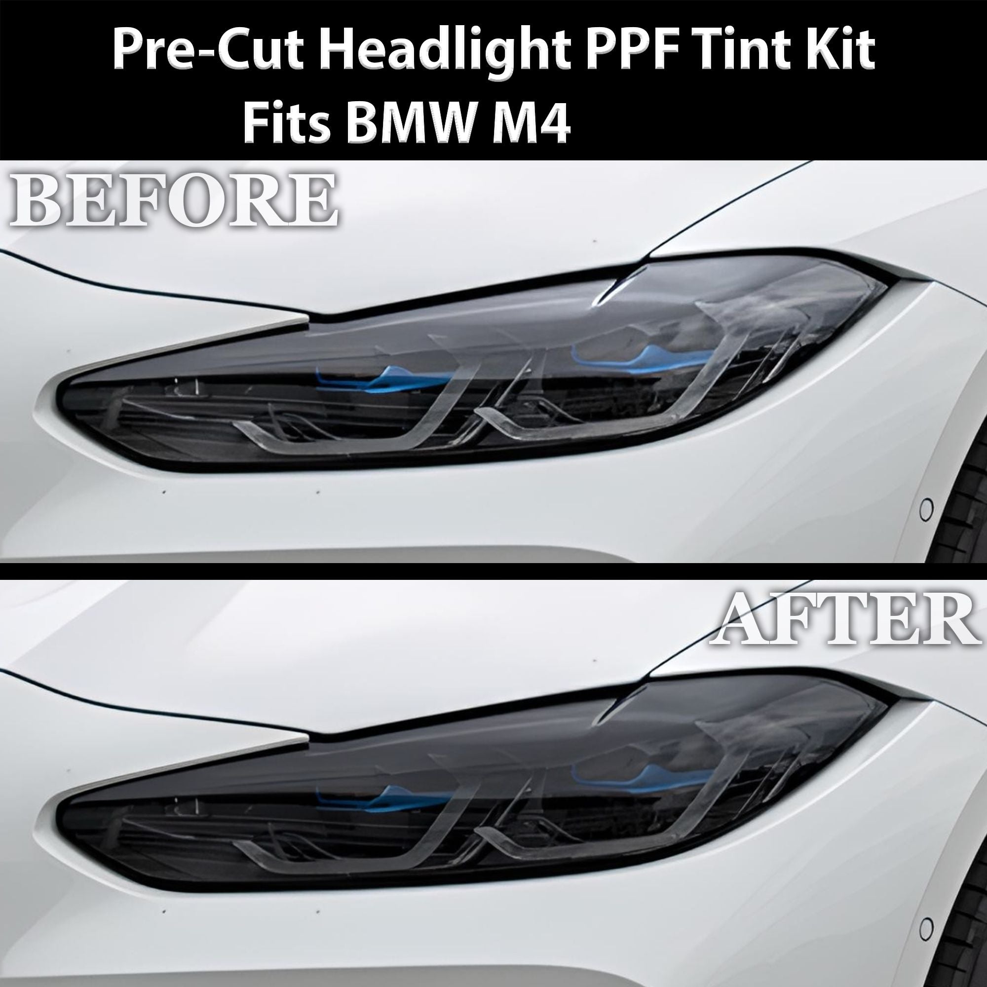 Fits BMW M4 2021-2025 Full Headlight Taillight Precut Smoked PPF Tint Kit Film Overlay