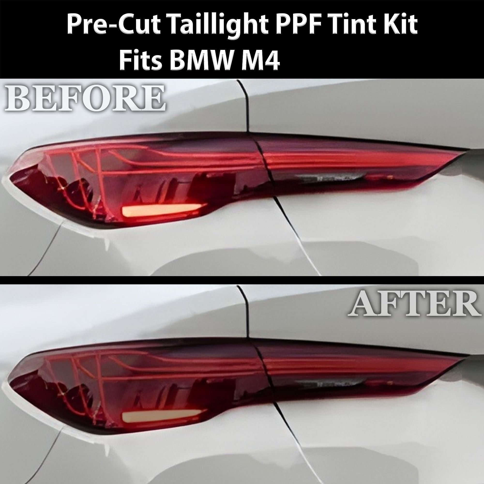 Fits BMW M4 2021-2025 Full Headlight Taillight Precut Smoked PPF Tint Kit Film Overlay