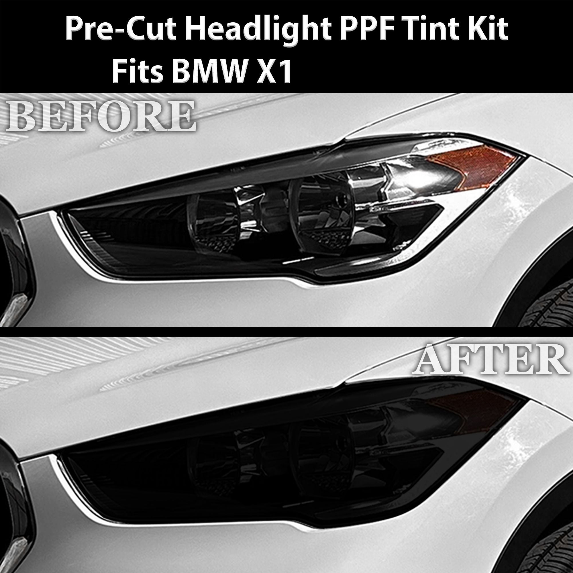 Fits BMW X1 2020-2022 Full Headlight Taillight Precut Smoked PPF Tint Kit Film Overlay