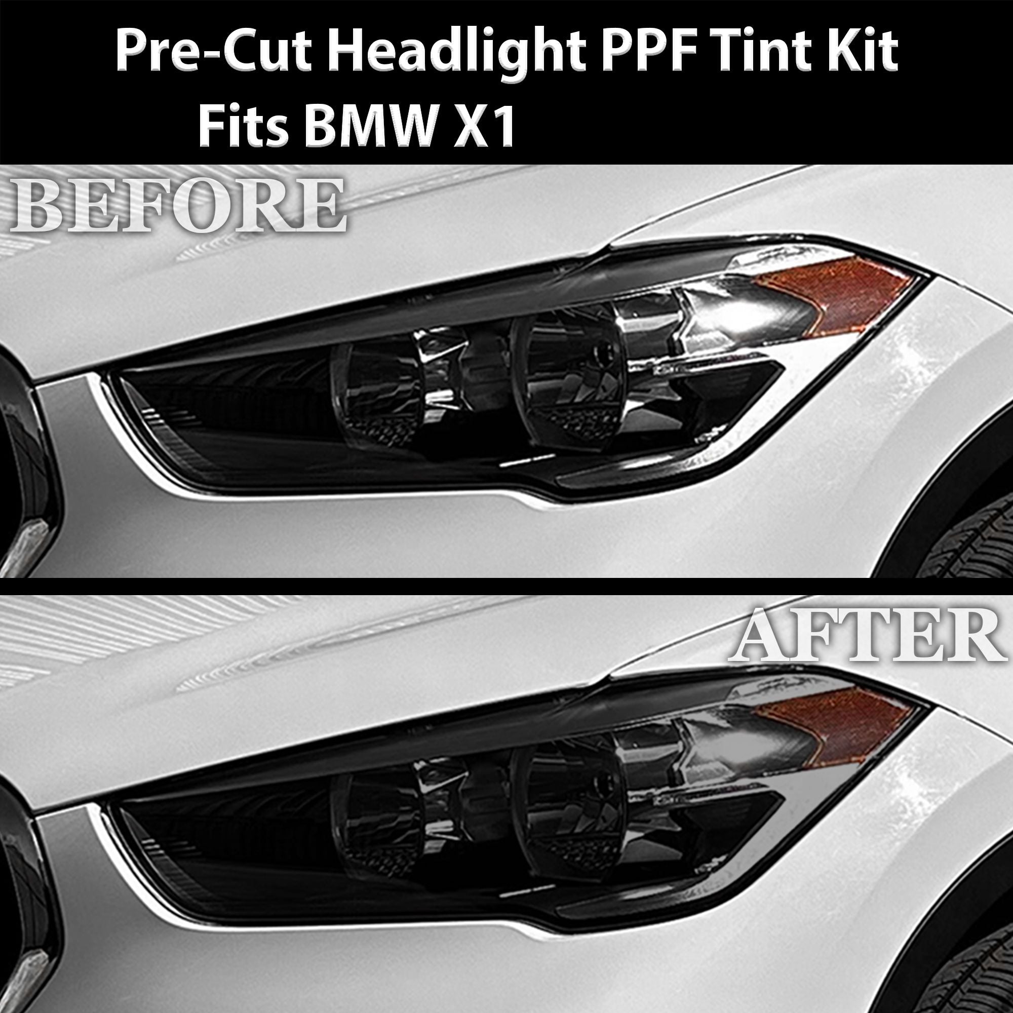 Fits BMW X1 2020-2022 Full Headlight Taillight Precut Smoked PPF Tint Kit Film Overlay