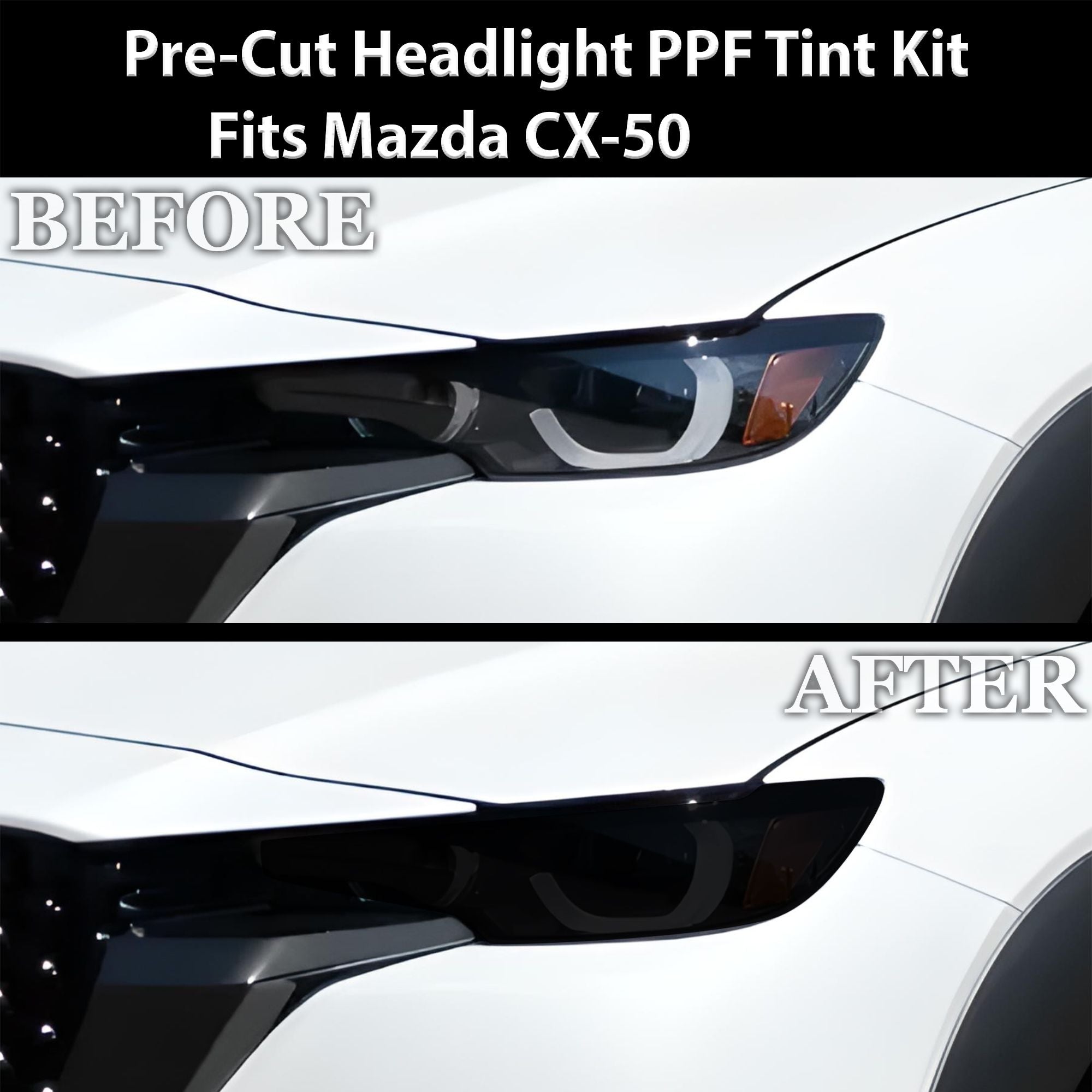Full Headlight Taillight Precut Smoked PPF Tint Kit Film Overlay Fits Mazda Cx-50 2023-2025