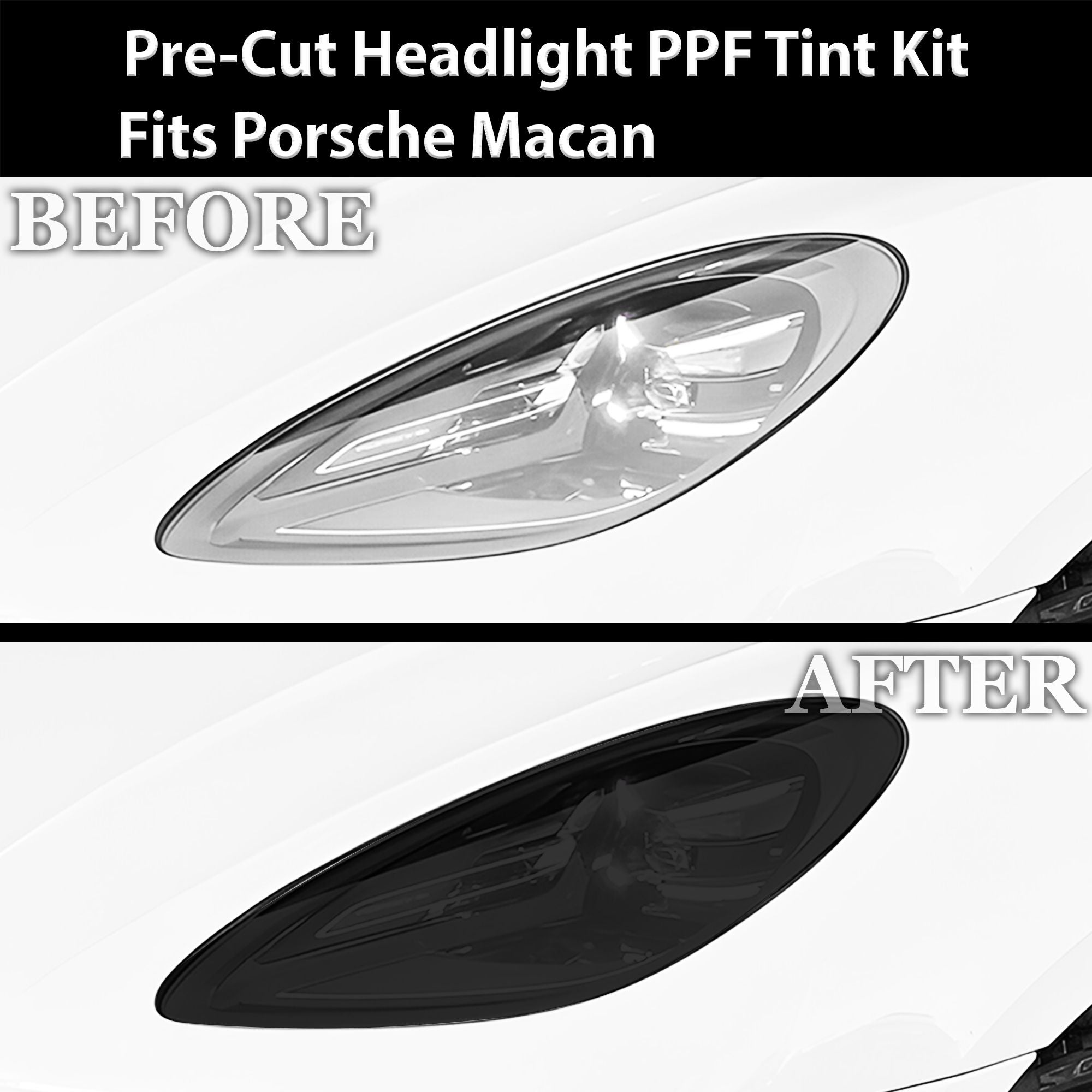 Fits Porsche Macan 2019-2025 Full Headlight Taillight Precut Smoked PPF Tint Kit Film Overlay
