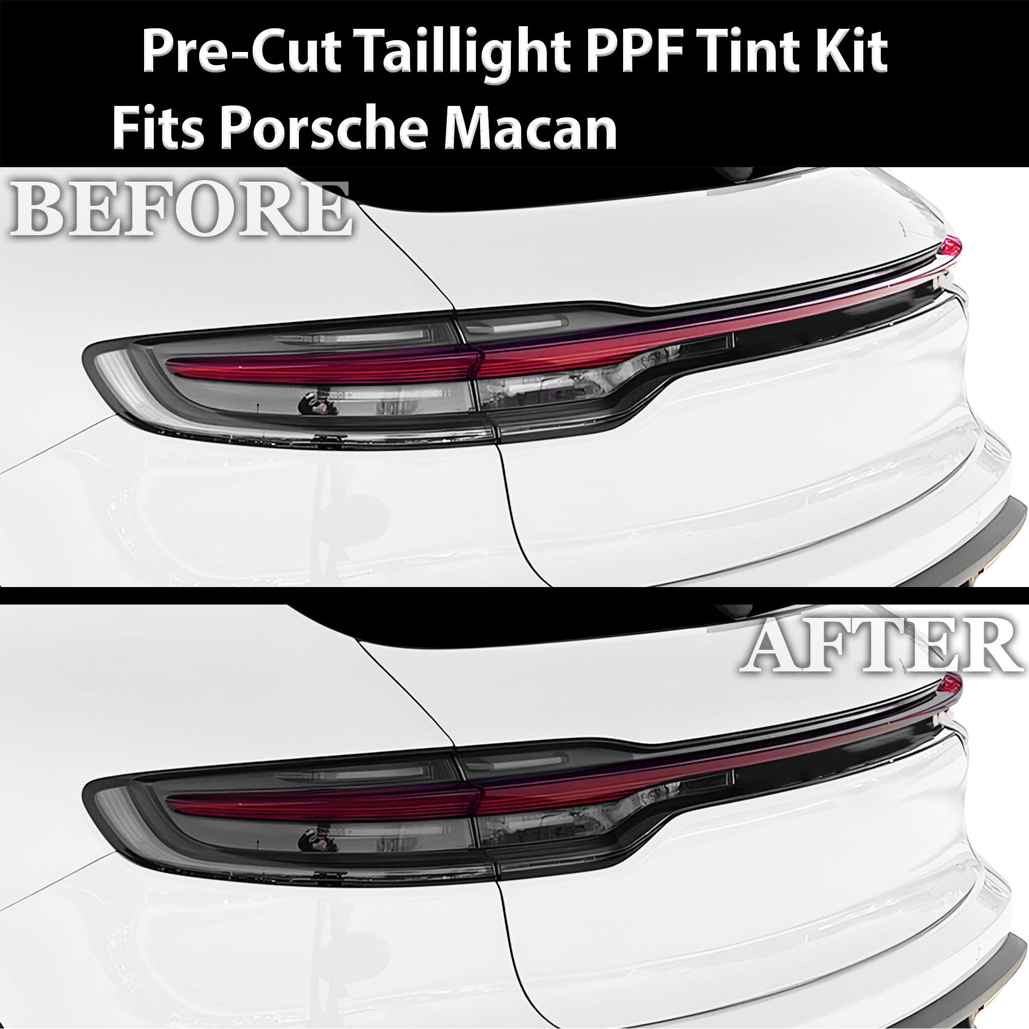 Fits Porsche Macan 2019-2025 Full Headlight Taillight Precut Smoked PPF Tint Kit Film Overlay