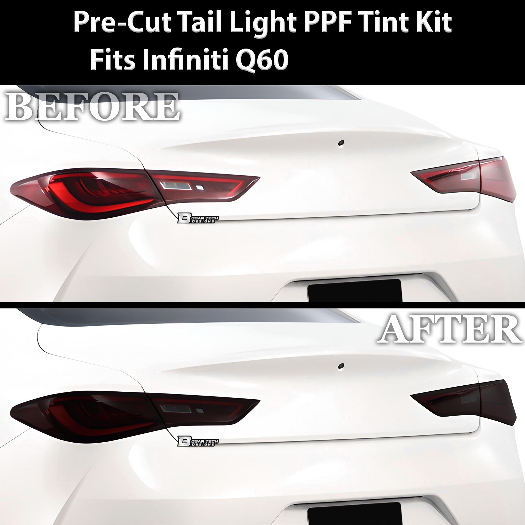 Full Headlight Taillight Precut Smoked PPF Tint Kit Film Overlay Fits Infiniti Q60 2017-2022