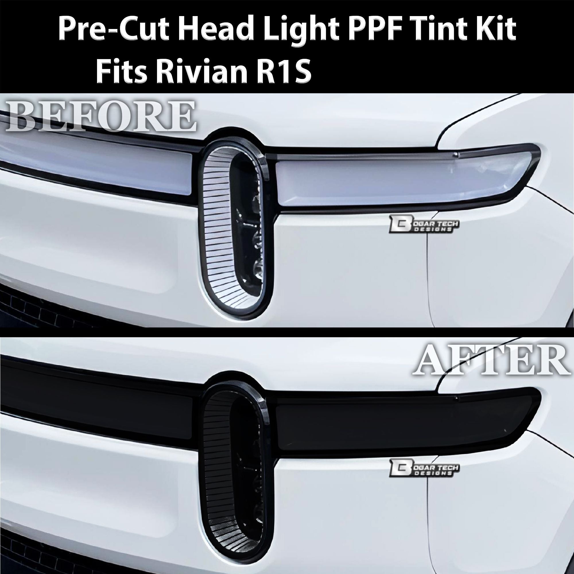 Full Headlight Taillight Precut Smoked PPF Tint Kit Film Overlay Fits Rivian R1S 2022-2024