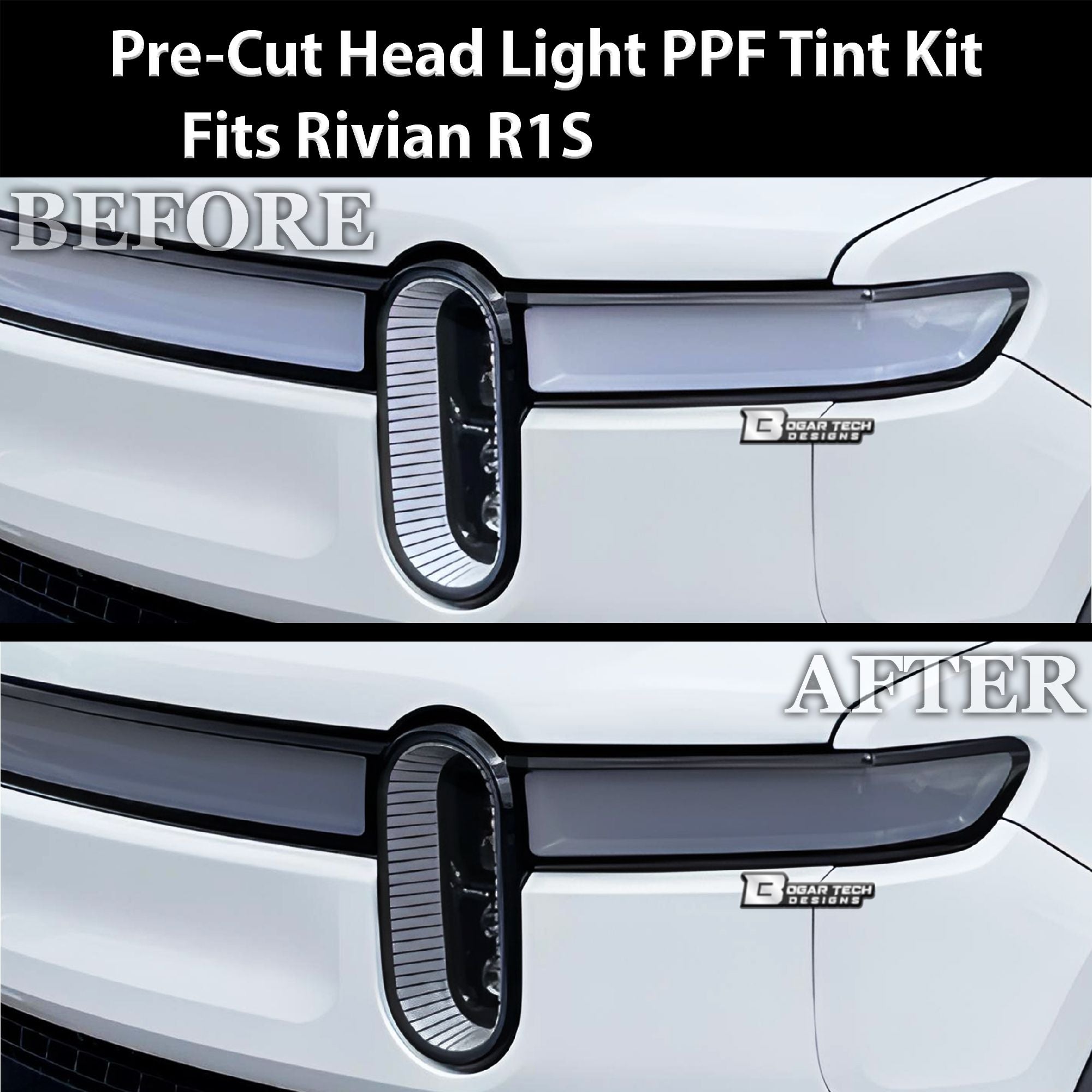 Full Headlight Taillight Precut Smoked PPF Tint Kit Film Overlay Fits Rivian R1S 2022-2024