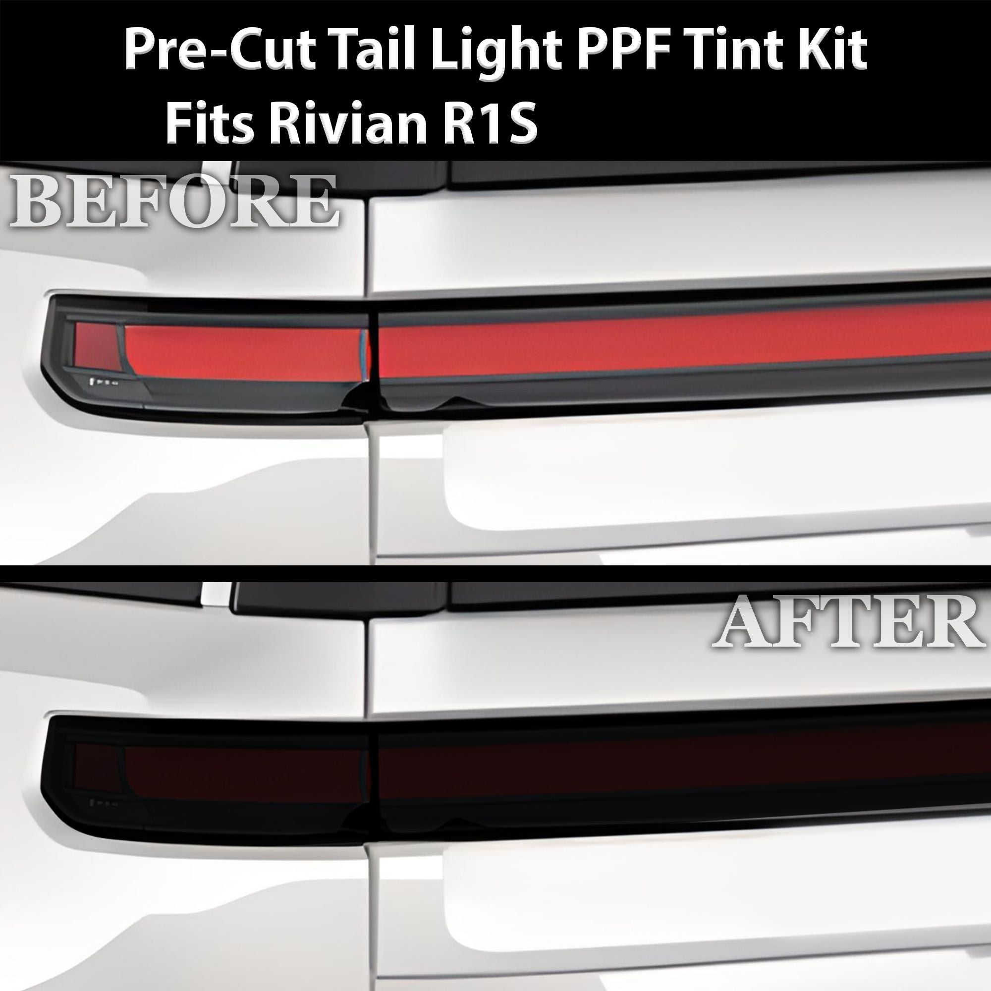 Full Headlight Taillight Precut Smoked PPF Tint Kit Film Overlay Fits Rivian R1S 2022-2024