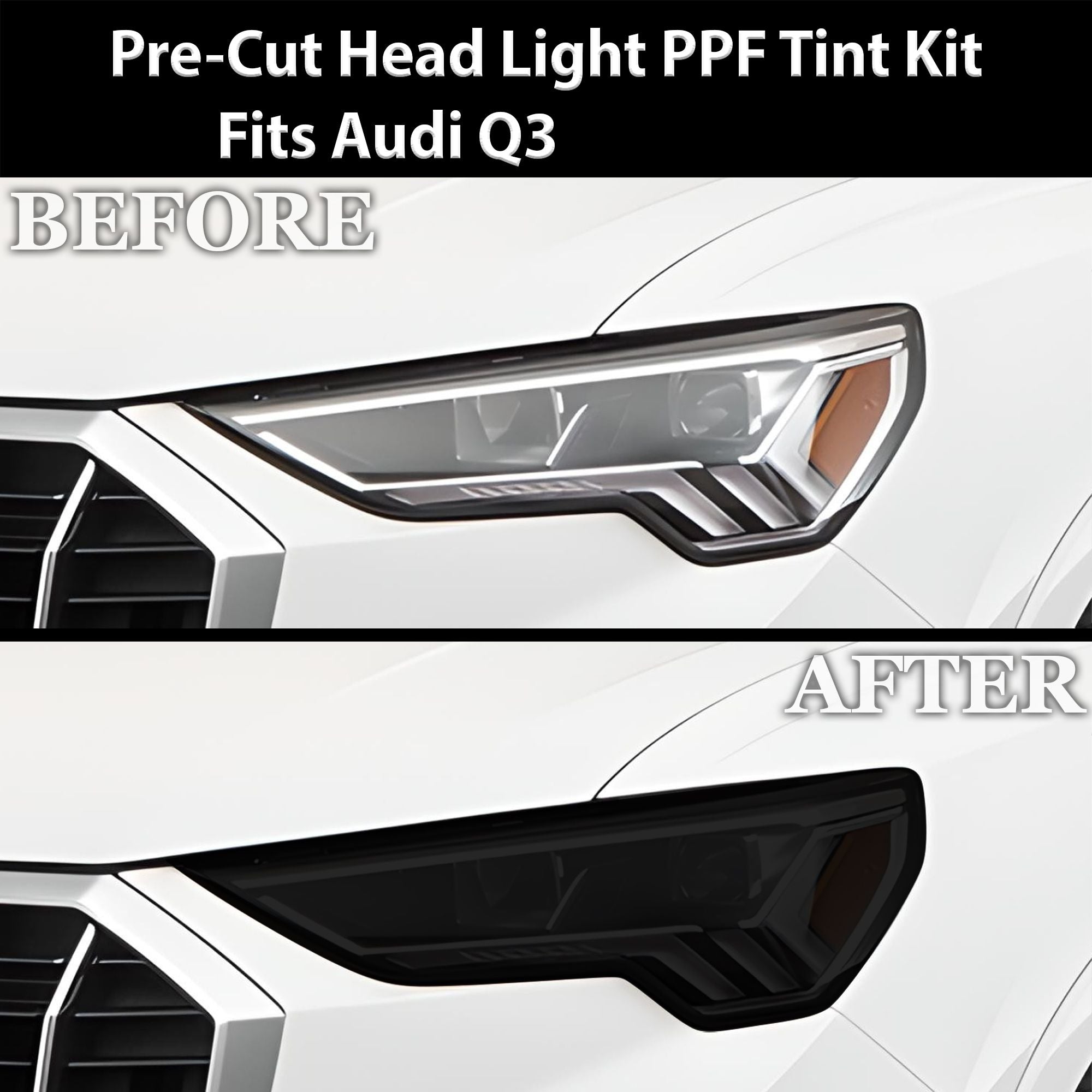 Full Headlight Taillight Precut Smoked PPF Tint Kit Film Overlay Fits Audi Q3 2019-2024