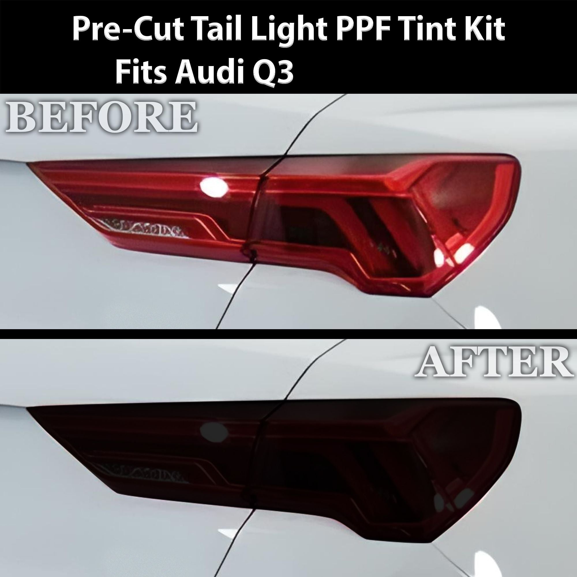 Full Headlight Taillight Precut Smoked PPF Tint Kit Film Overlay Fits Audi Q3 2019-2024