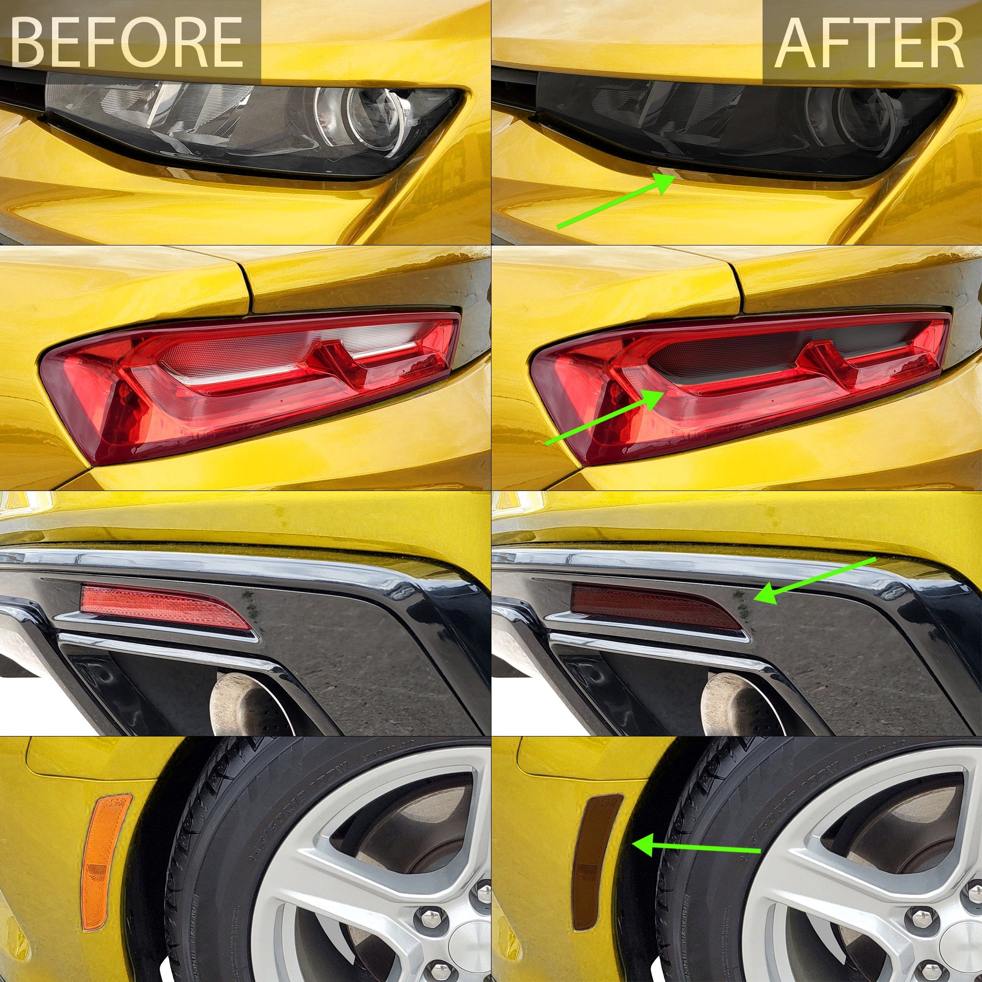 Head Tail Light Side Marker 3rd Brake Precut Tint Overlay Film Fits Chevy Camaro 2016-2018