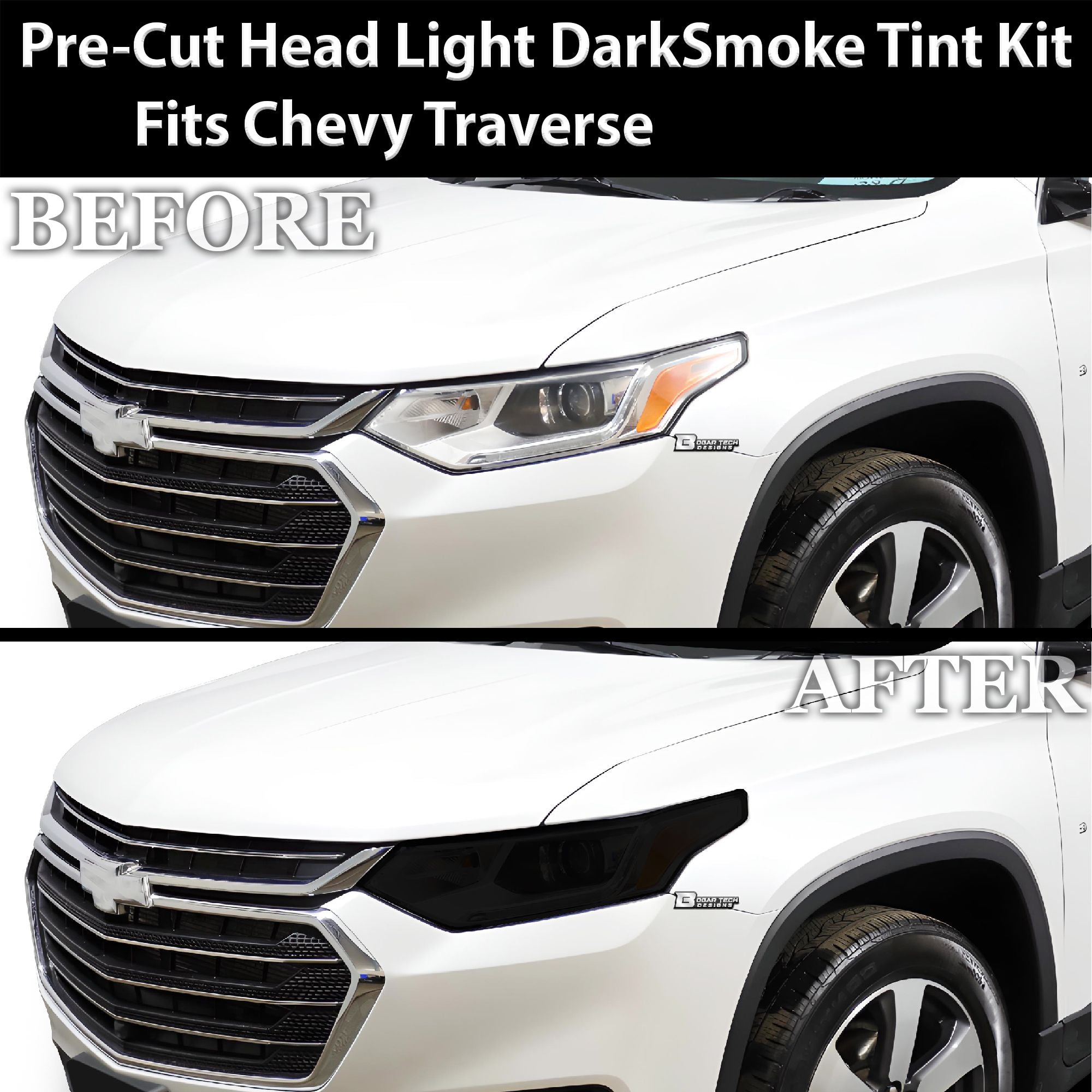 Full Headlight Taillight Precut Smoked PPF Tint Kit Film Overlay Fits Chevy Traverse 2018-2021