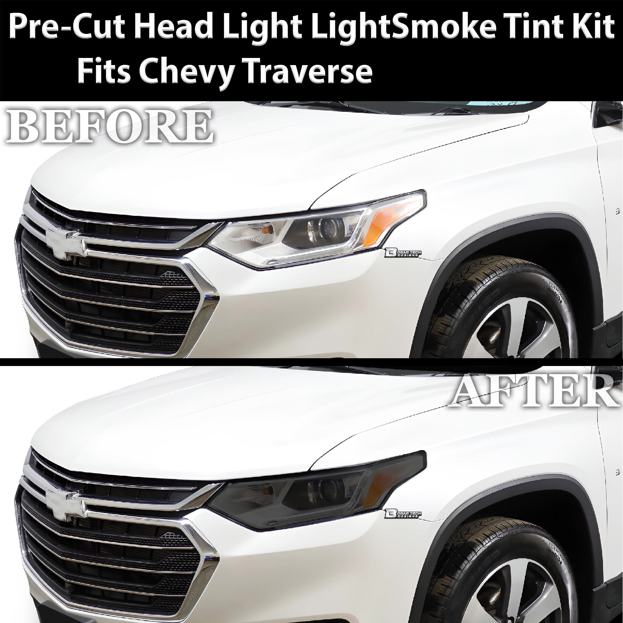 Full Headlight Taillight Precut Smoked PPF Tint Kit Film Overlay Fits Chevy Traverse 2018-2021