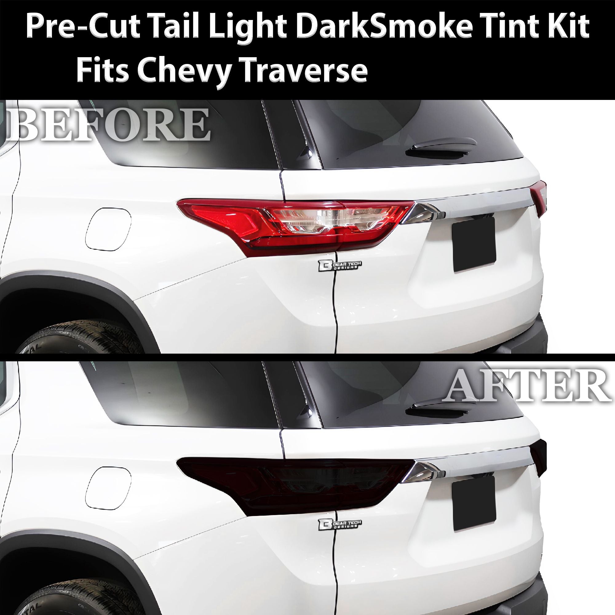 Full Headlight Taillight Precut Smoked PPF Tint Kit Film Overlay Fits Chevy Traverse 2018-2021