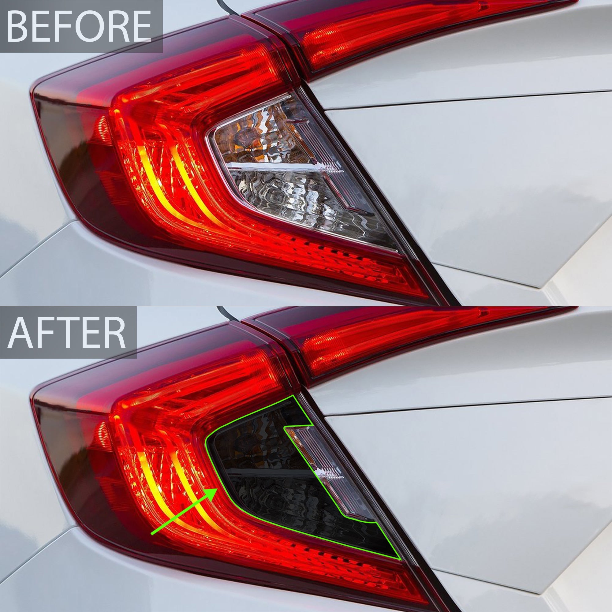 Fog Tail Light Reflector Sidemarker Smoke Tint Overlay Film Fits Civic Sedan 2016-2021