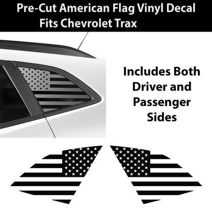 Fits Chevrolet Trax 2024-2025 Quarter Window American Flag Vinyl Decal Stickers