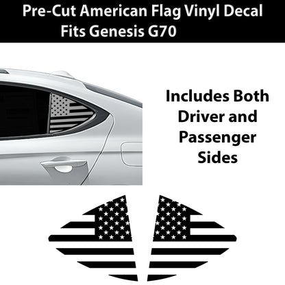 Fits Genesis G70 2019-2025 Quarter Window American Flag Vinyl Decal Stickers