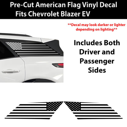 Fits Chevrolet Blazer EV 2024-2025 Quarter Window American Flag Vinyl Decal Stickers