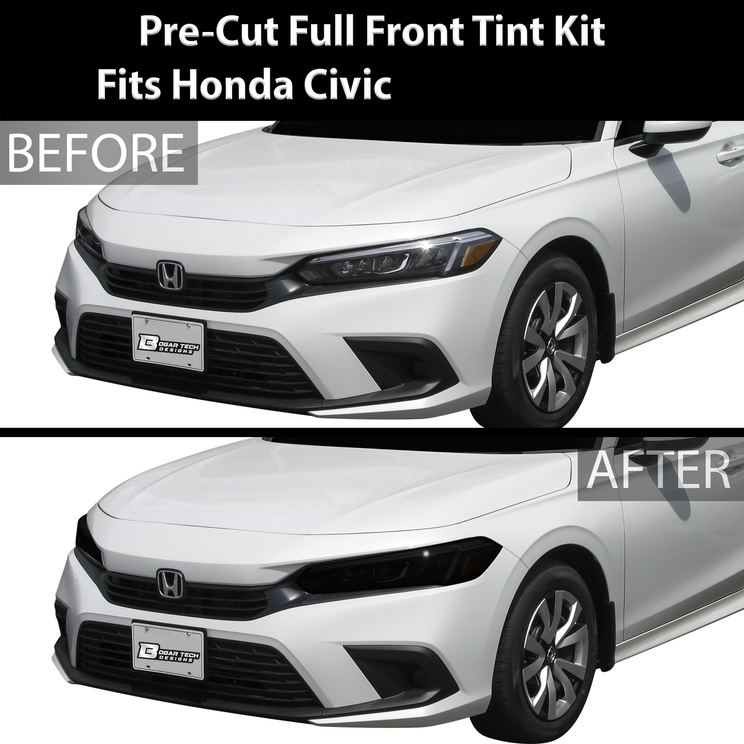 HeadLight Reverse Light Reflector Taillight Smoke Tint Overlay Fits Honda Civic Sedan Hatchback 2022-2025