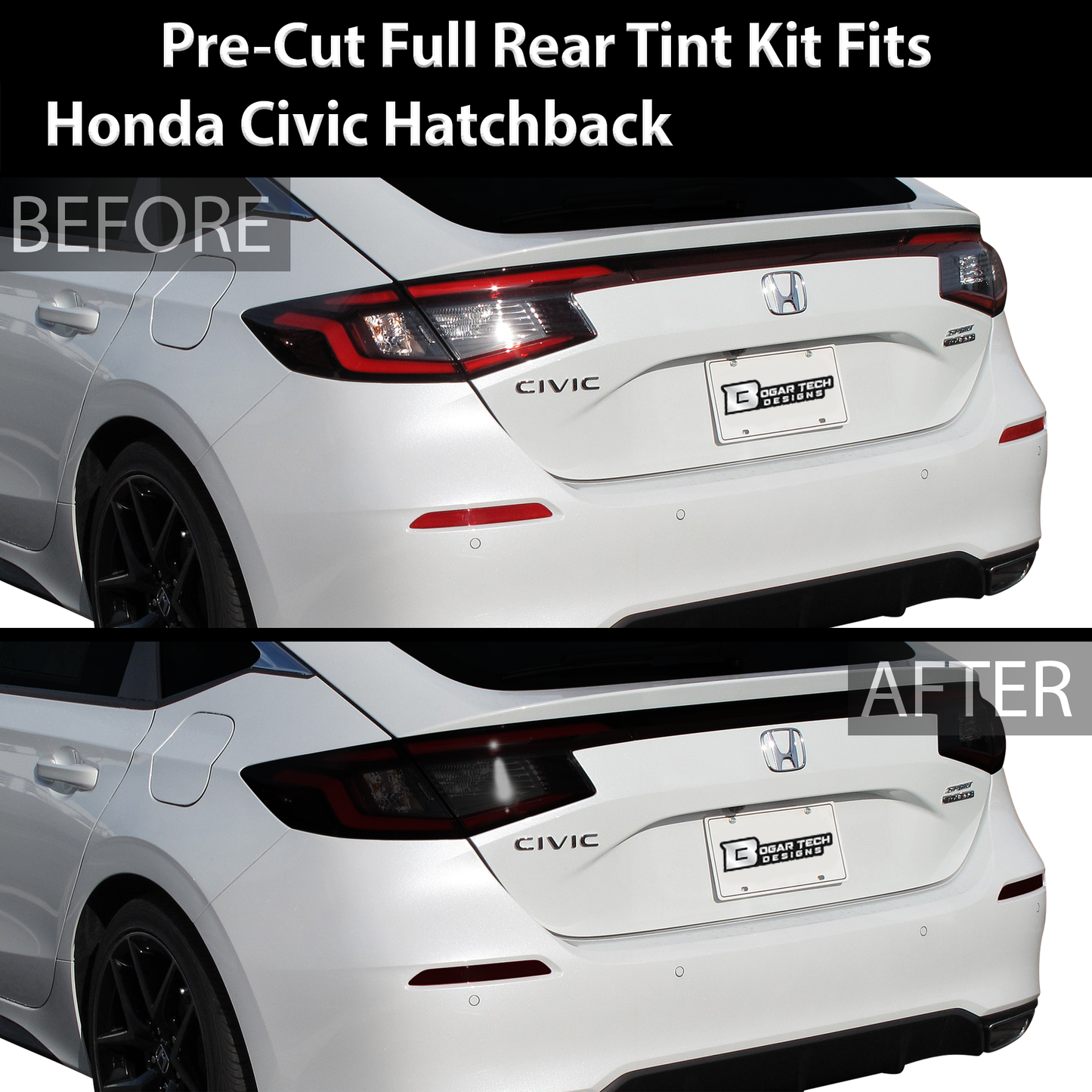 HeadLight Reverse Light Reflector Taillight Smoke Tint Overlay Fits Honda Civic Sedan Hatchback 2022-2025