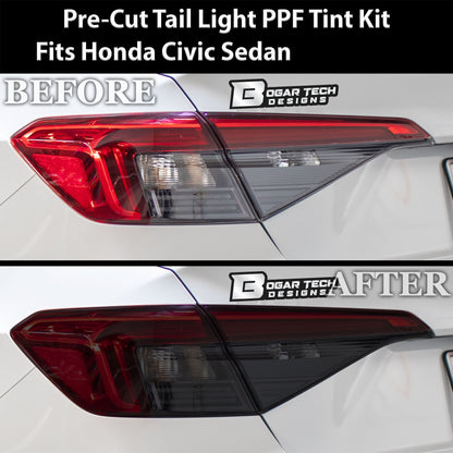 HeadLight Reverse Light Reflector Taillight Smoke Tint Overlay Fits Honda Civic Sedan Hatchback 2022-2025