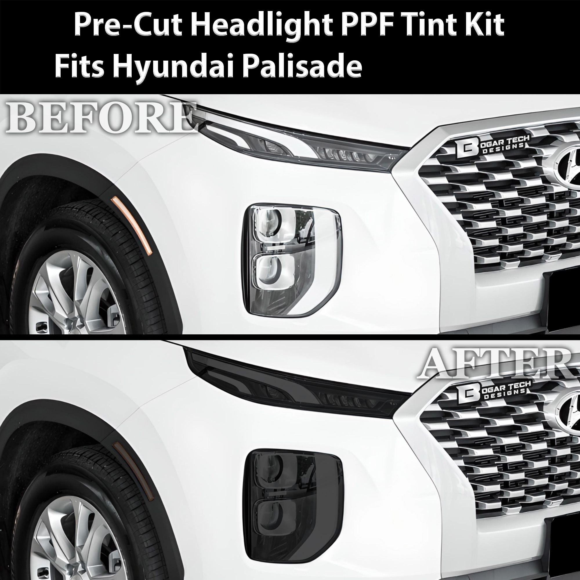 Full Headlight Taillight Precut Smoked PPF Tint Kit Film Overlay Fits Hyundai Palisade 2020-2025