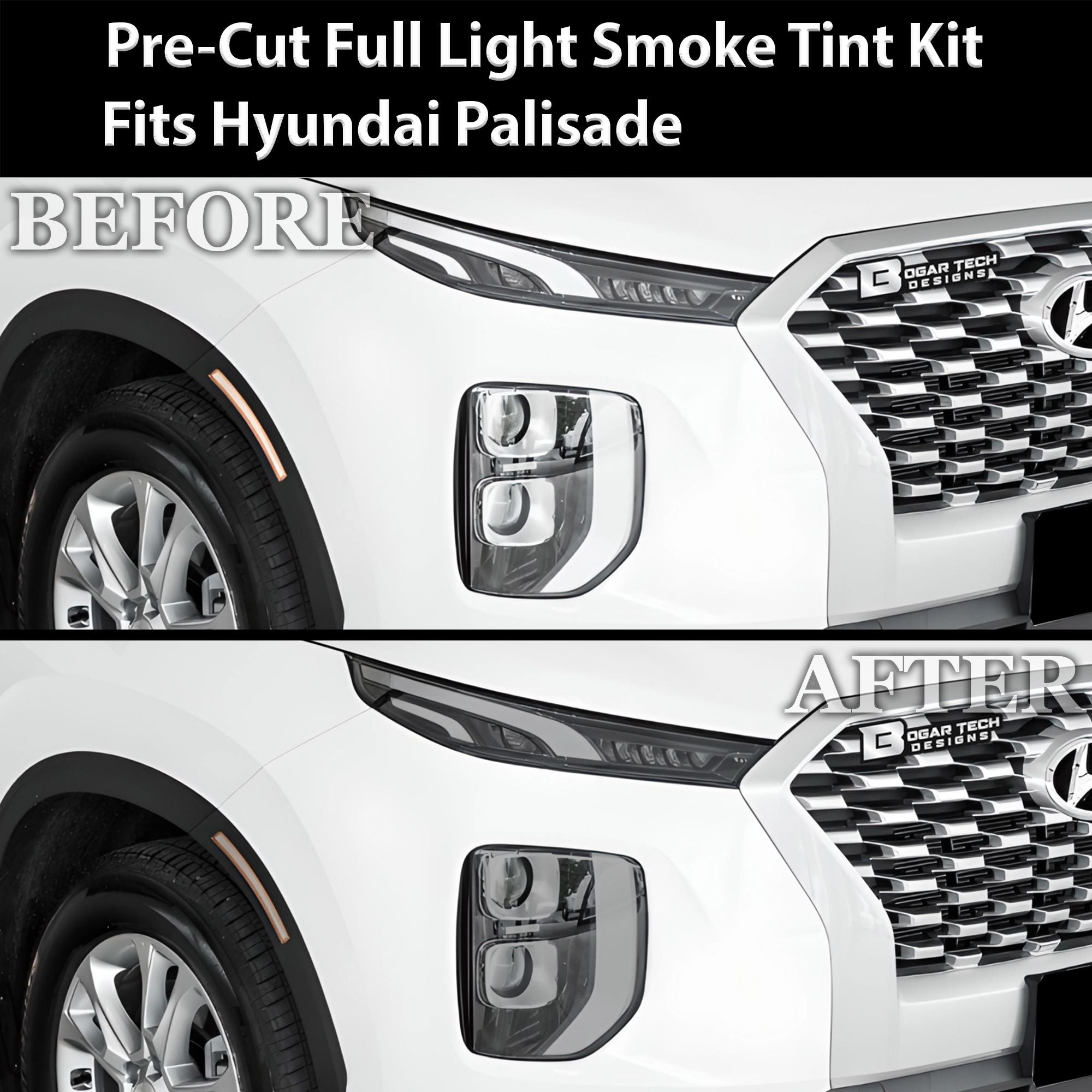 Full Headlight Taillight Precut Smoked PPF Tint Kit Film Overlay Fits Hyundai Palisade 2020-2025