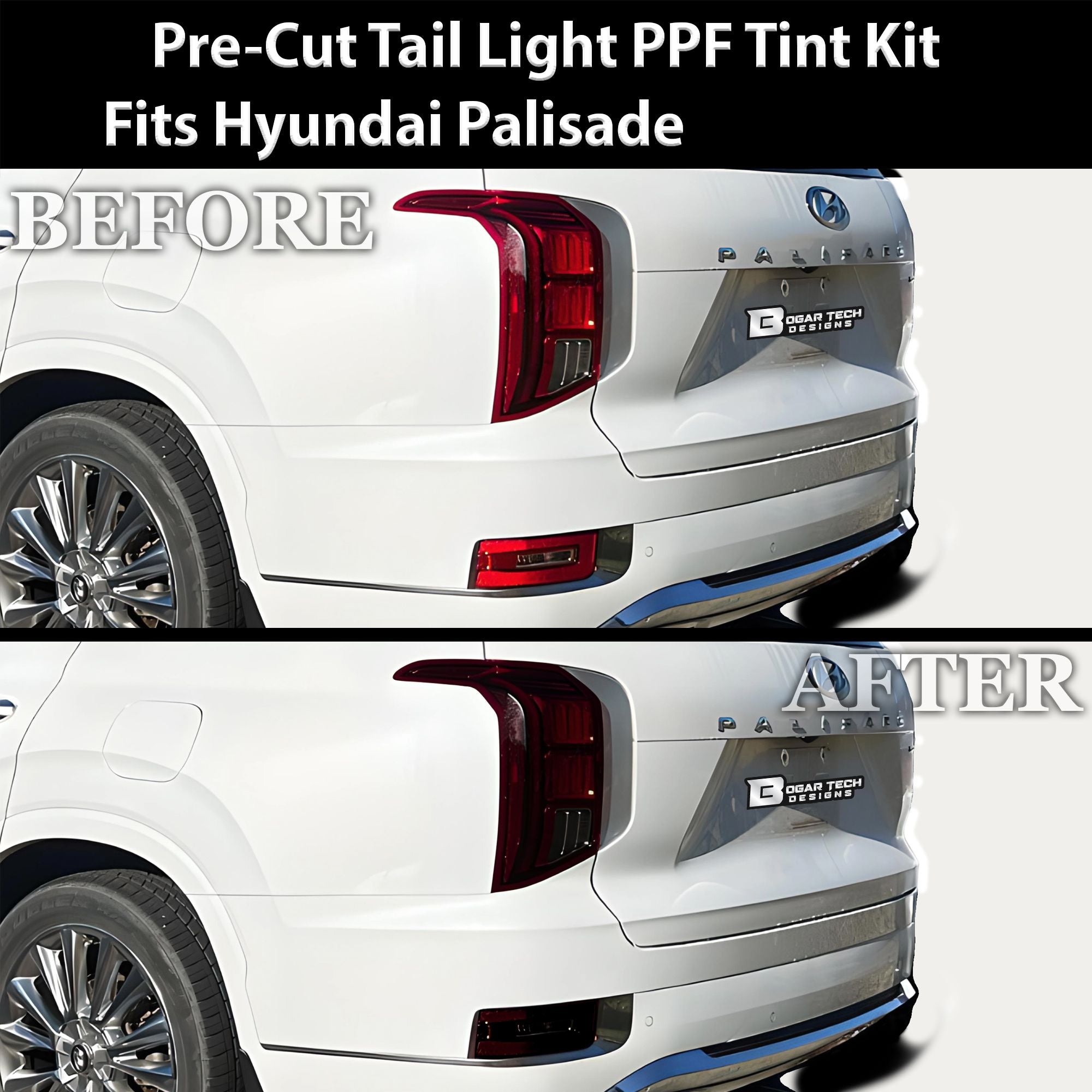 Full Headlight Taillight Precut Smoked PPF Tint Kit Film Overlay Fits Hyundai Palisade 2020-2025