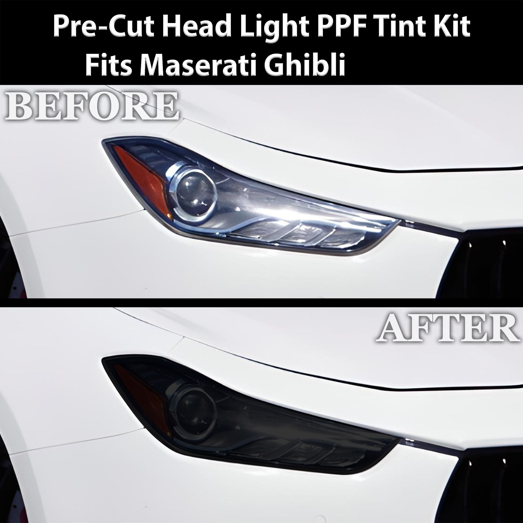 Fits Maserati Ghibli Full Headlight Taillight Precut Smoked PPF Tint Kit Film Overlay 2014-2024