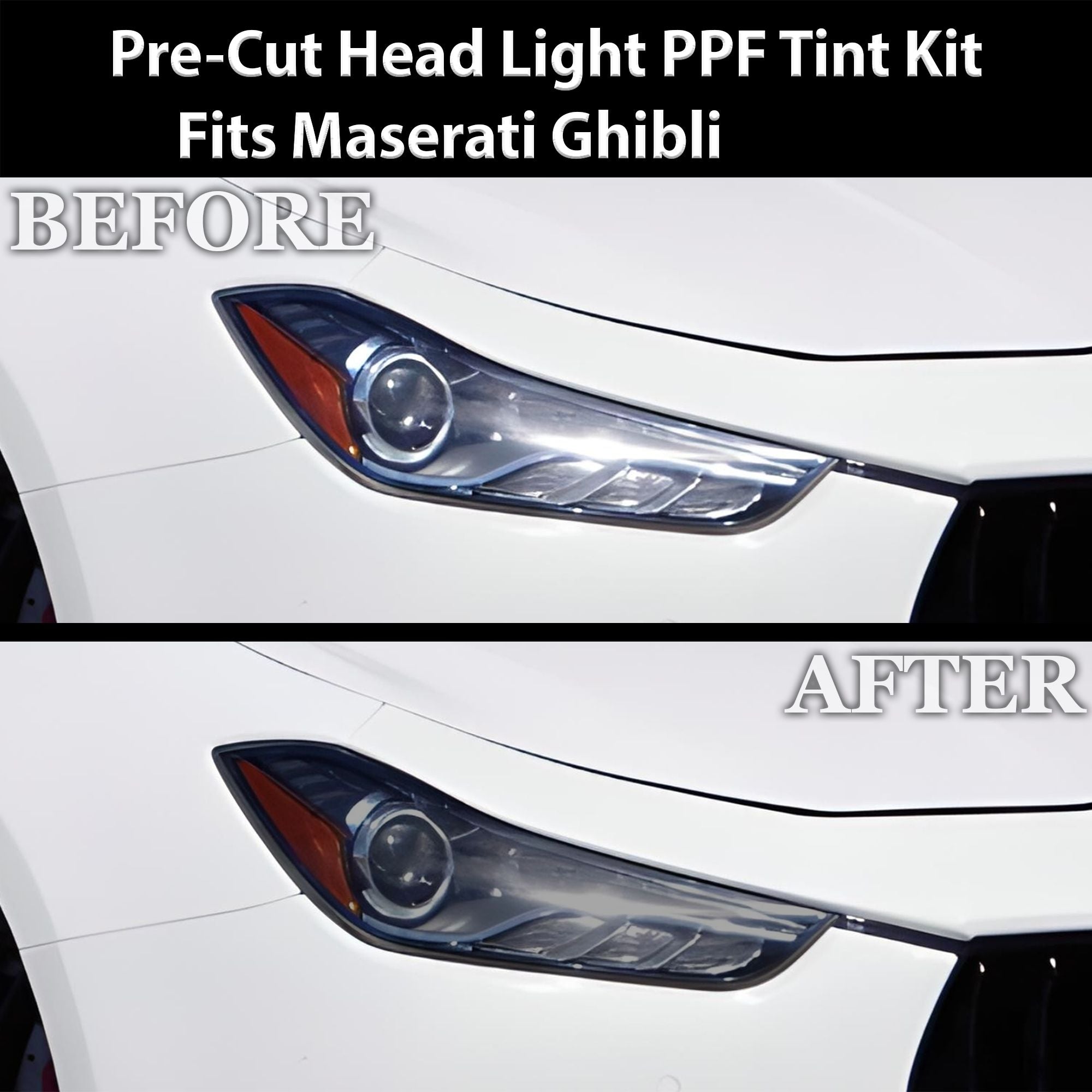 Fits Maserati Ghibli Full Headlight Taillight Precut Smoked PPF Tint Kit Film Overlay 2014-2024