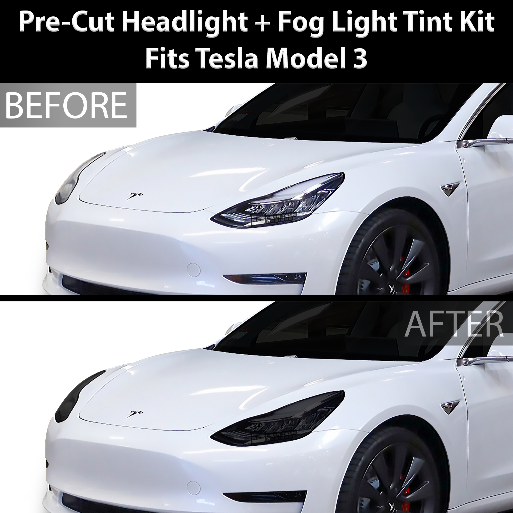 Head Tail Light Markers Reflectors Precut Smoke Tint Overlay Fits Tesla Model 3 2017-2023