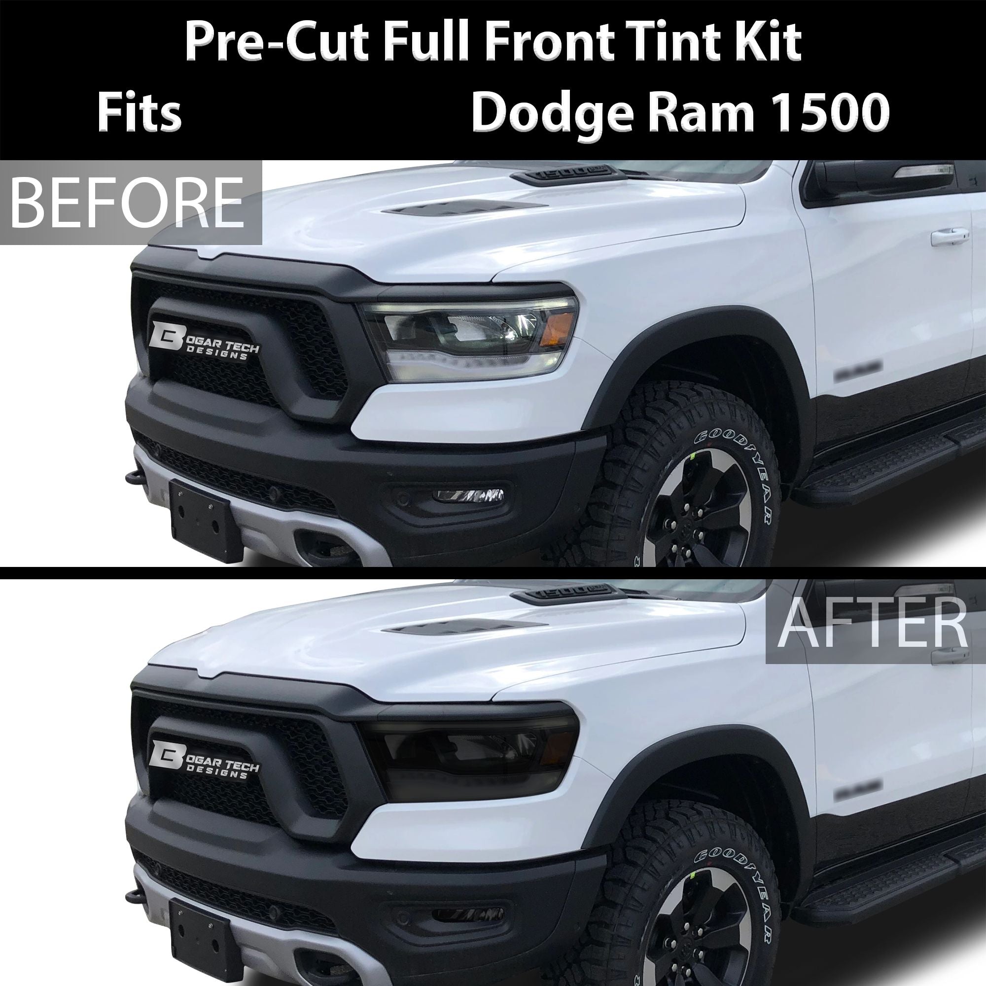 Complete Full Headlight Taillight Precut Overlay Tint Kit with Tools Fits Dodge Ram 2019-2024
