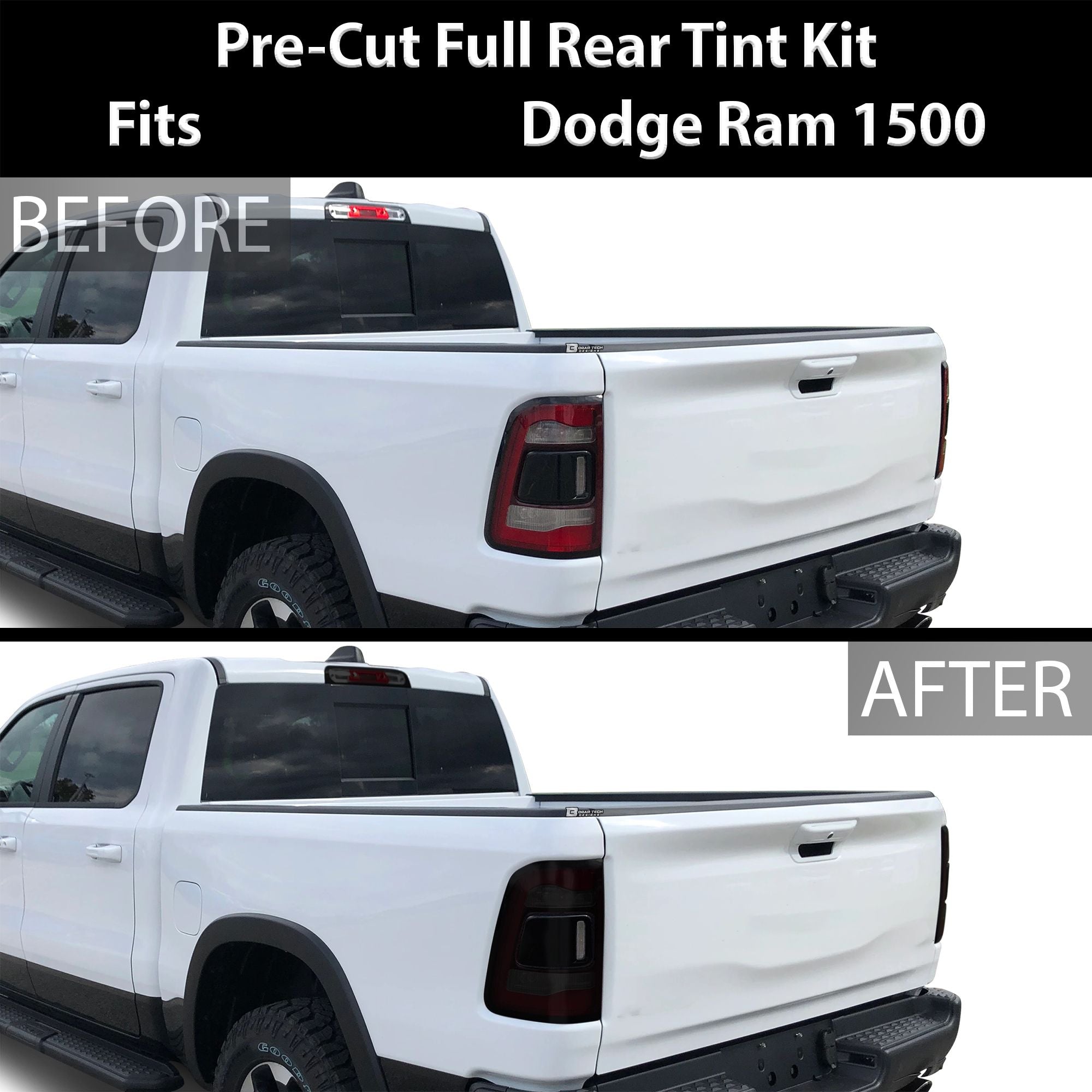 Complete Full Headlight Taillight Precut Overlay Tint Kit with Tools Fits Dodge Ram 2019-2024