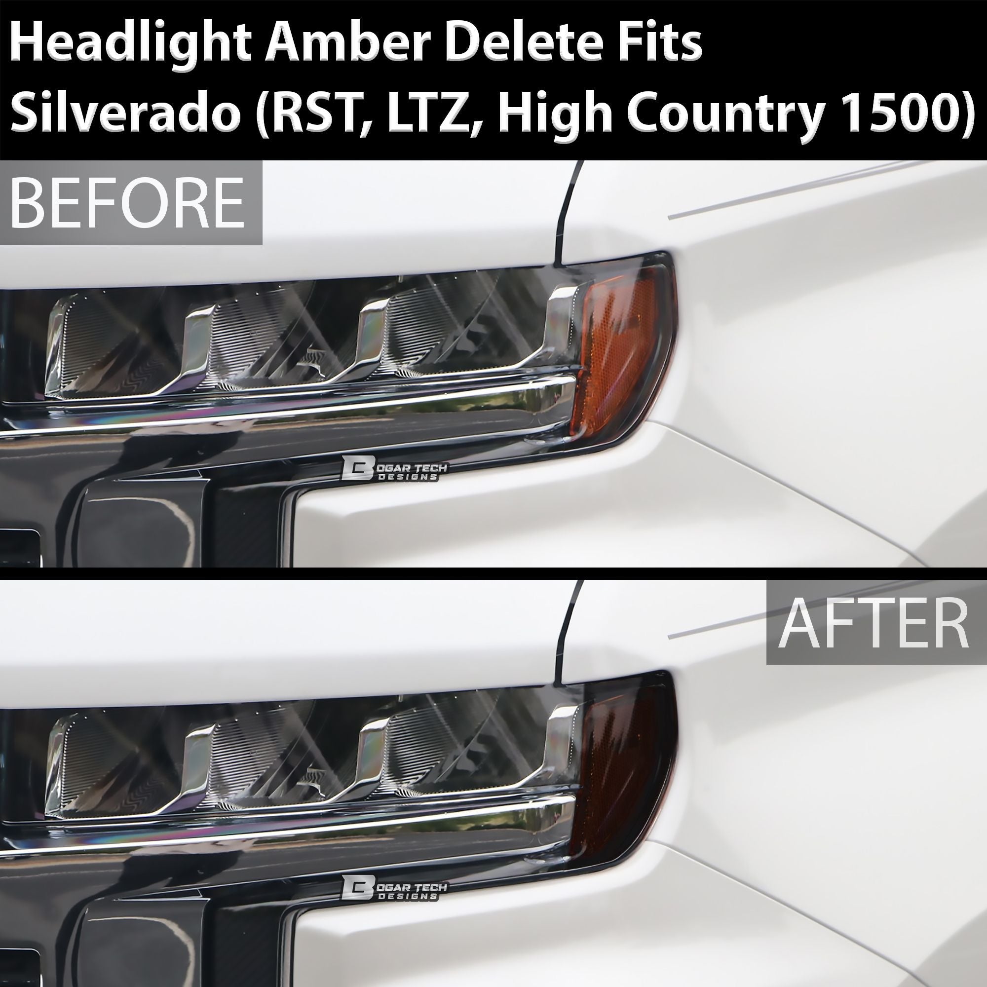 Headlight Amber Delete Overlay Tint Sticker Fits Chevy Silverado 1500 2019+