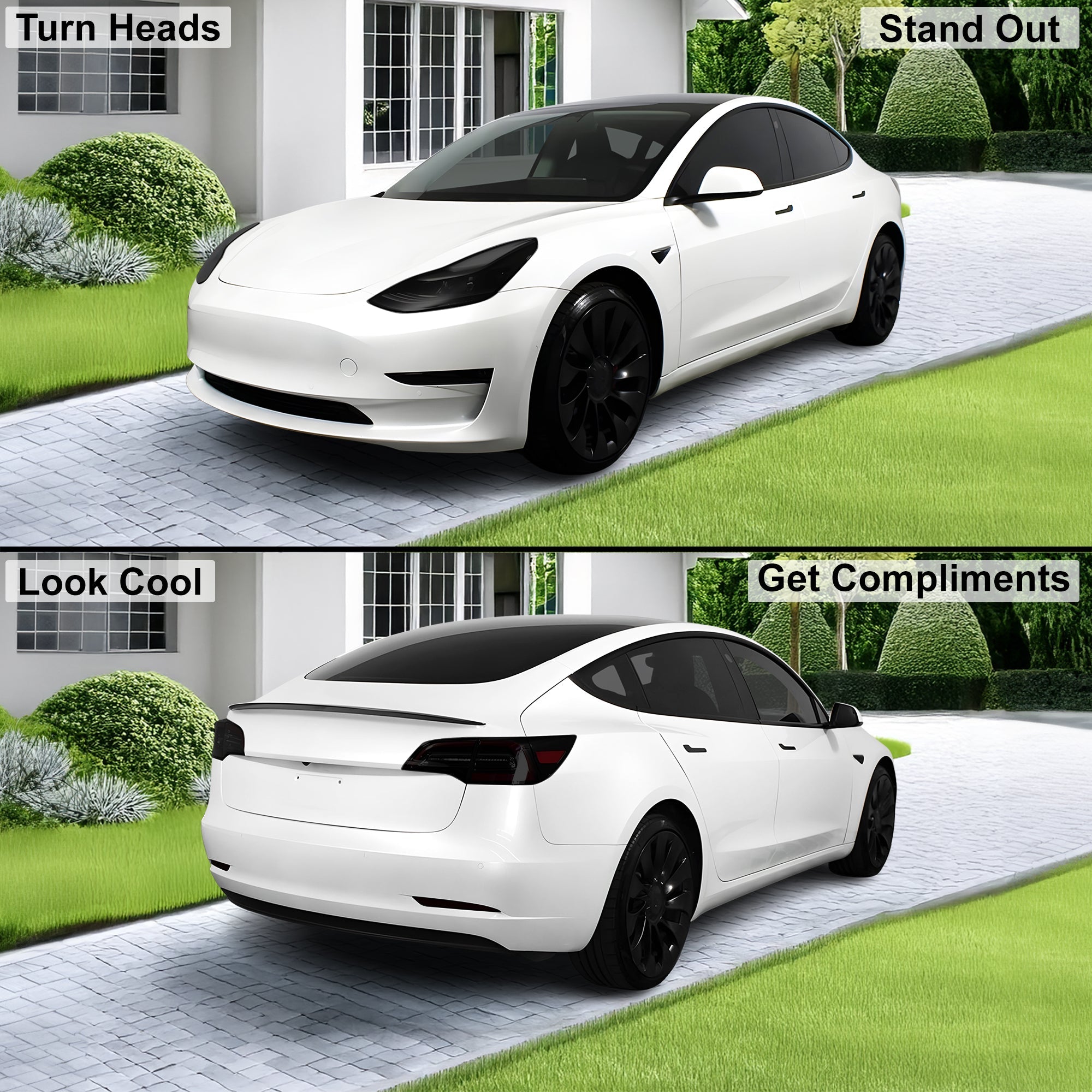 Head Tail Light Markers Reflectors Precut Smoke Tint Overlay Fits Tesla Model 3 2017-2023