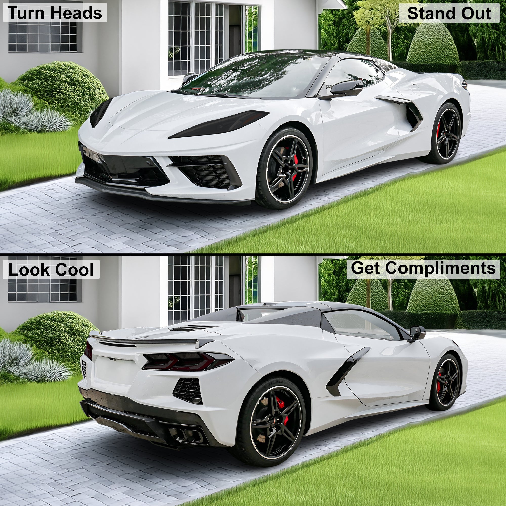 Full Headlight Taillight Precut Smoked PPF Tint Kit Film Overlay Fits Chevy Corvette C8 2020-2025