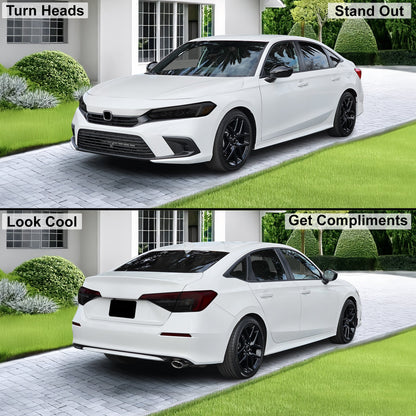 HeadLight Reverse Light Reflector Taillight Smoke Tint Overlay Fits Honda Civic Sedan Hatchback 2022-2025