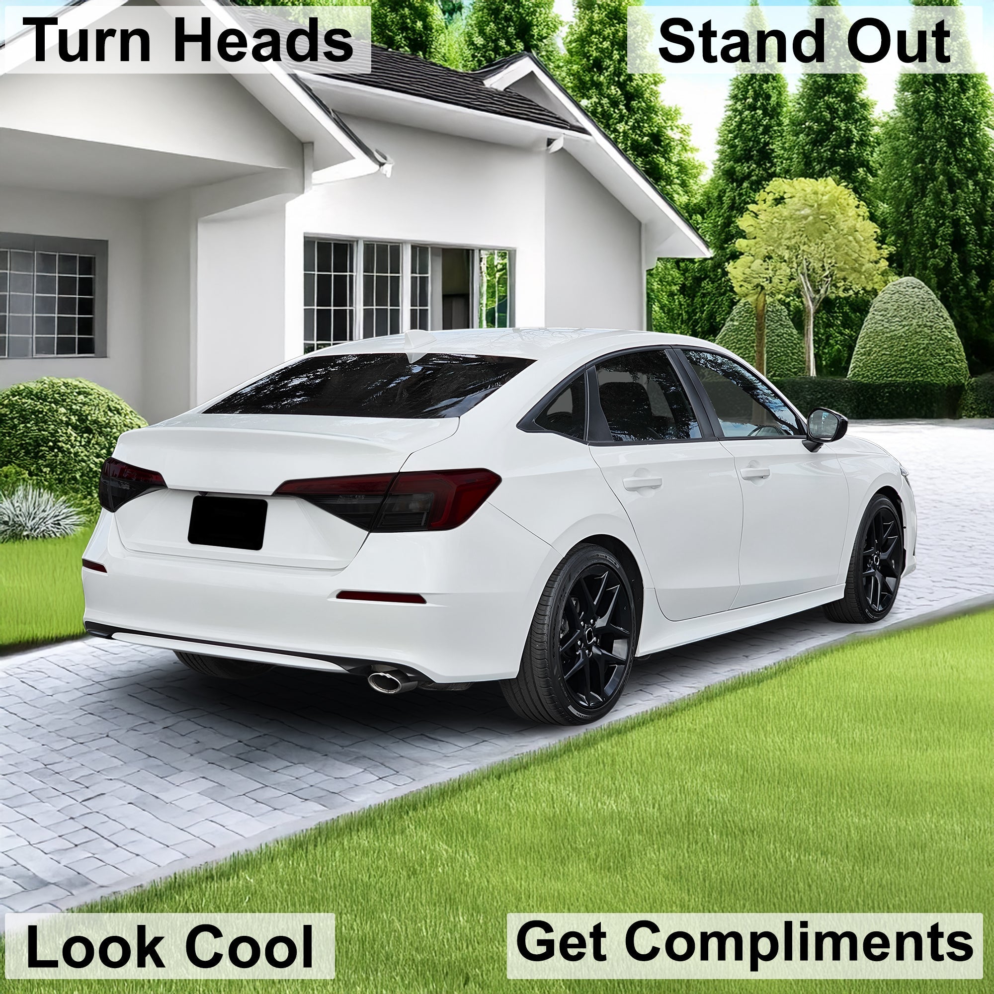 HeadLight Reverse Light Reflector Taillight Smoke Tint Overlay Fits Honda Civic Sedan Hatchback 2022-2025