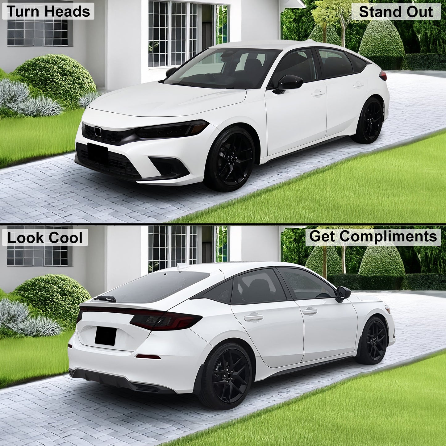 HeadLight Reverse Light Reflector Taillight Smoke Tint Overlay Fits Honda Civic Sedan Hatchback 2022-2025