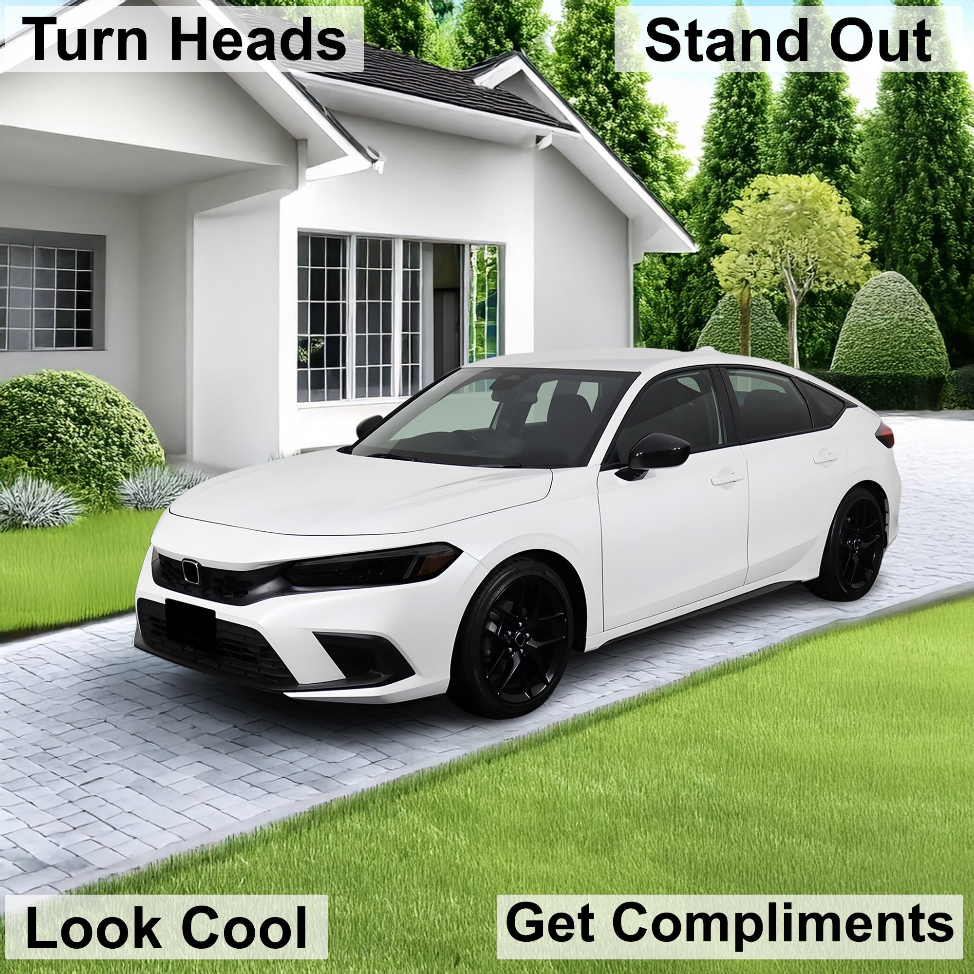 HeadLight Reverse Light Reflector Taillight Smoke Tint Overlay Fits Honda Civic Sedan Hatchback 2022-2025