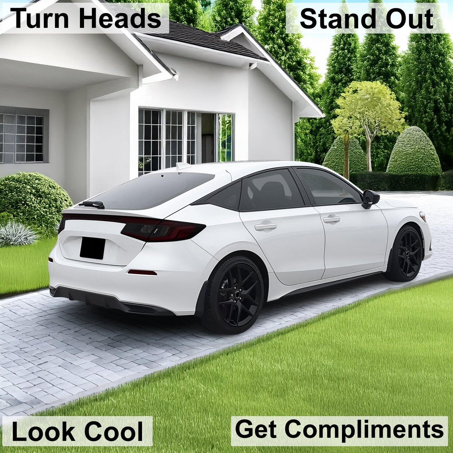 HeadLight Reverse Light Reflector Taillight Smoke Tint Overlay Fits Honda Civic Sedan Hatchback 2022-2025