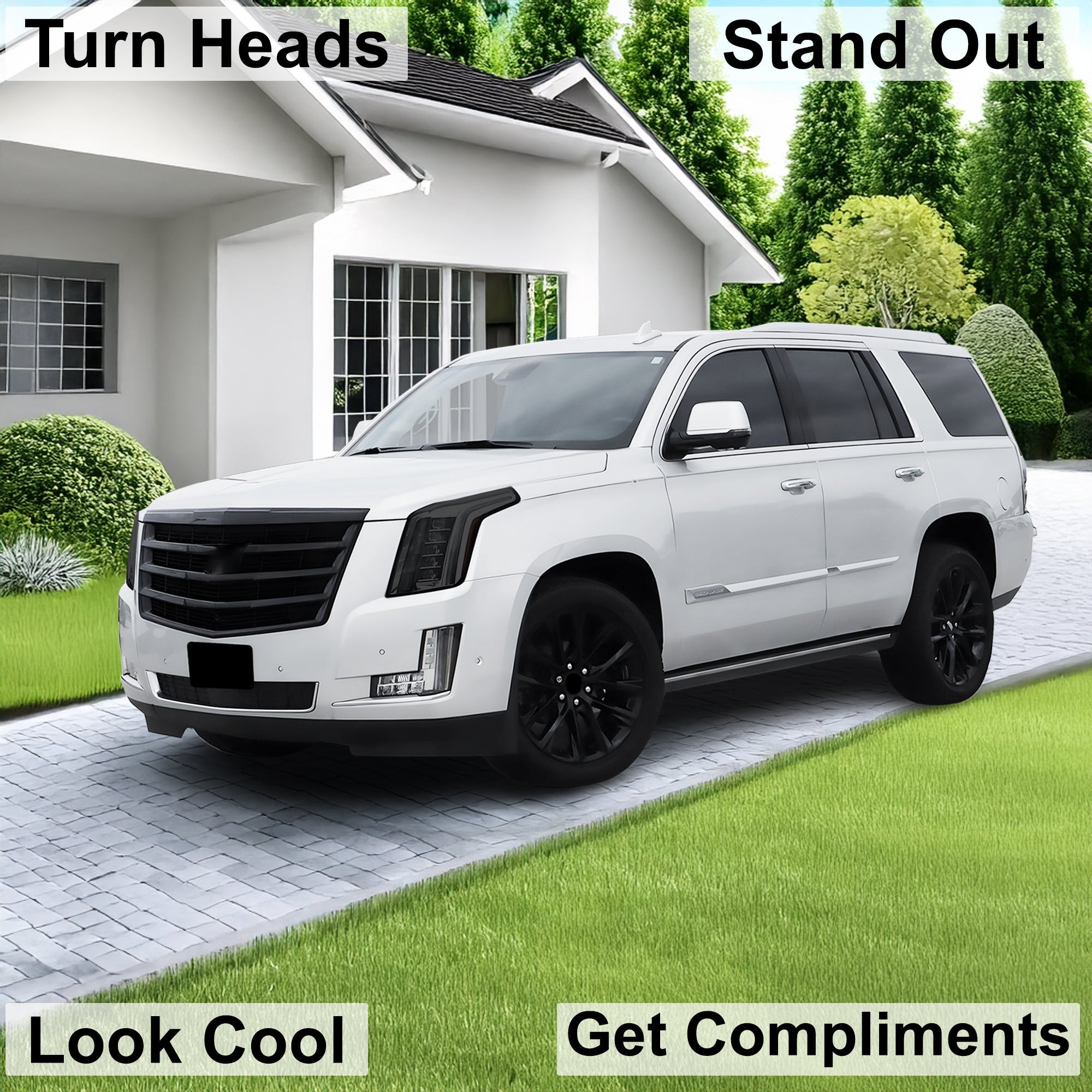 Full Headlight Taillight Precut Smoked PPF Tint Kit Film Overlay Fits Cadillac Escalade 2015-2020
