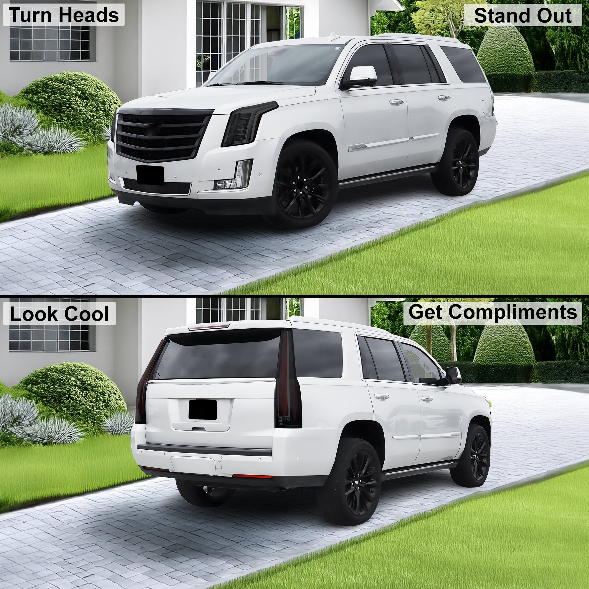 Full Headlight Taillight Precut Smoked PPF Tint Kit Film Overlay Fits Cadillac Escalade 2015-2020
