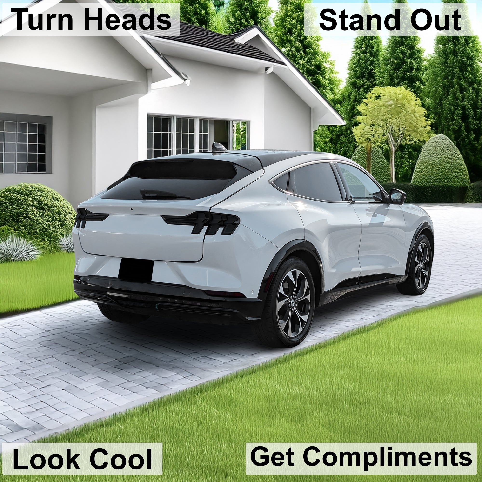 Full Headlight Taillight Precut Smoked PPF Tint Kit Film Overlay Fits Ford Mustang Mach-E 2021-2025