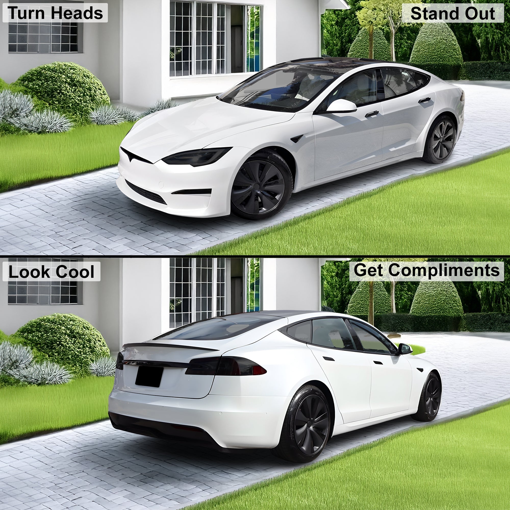 Full Headlight Taillight Precut Smoked PPF Tint Kit Film Overlay Fits Tesla Model S 2017-2025